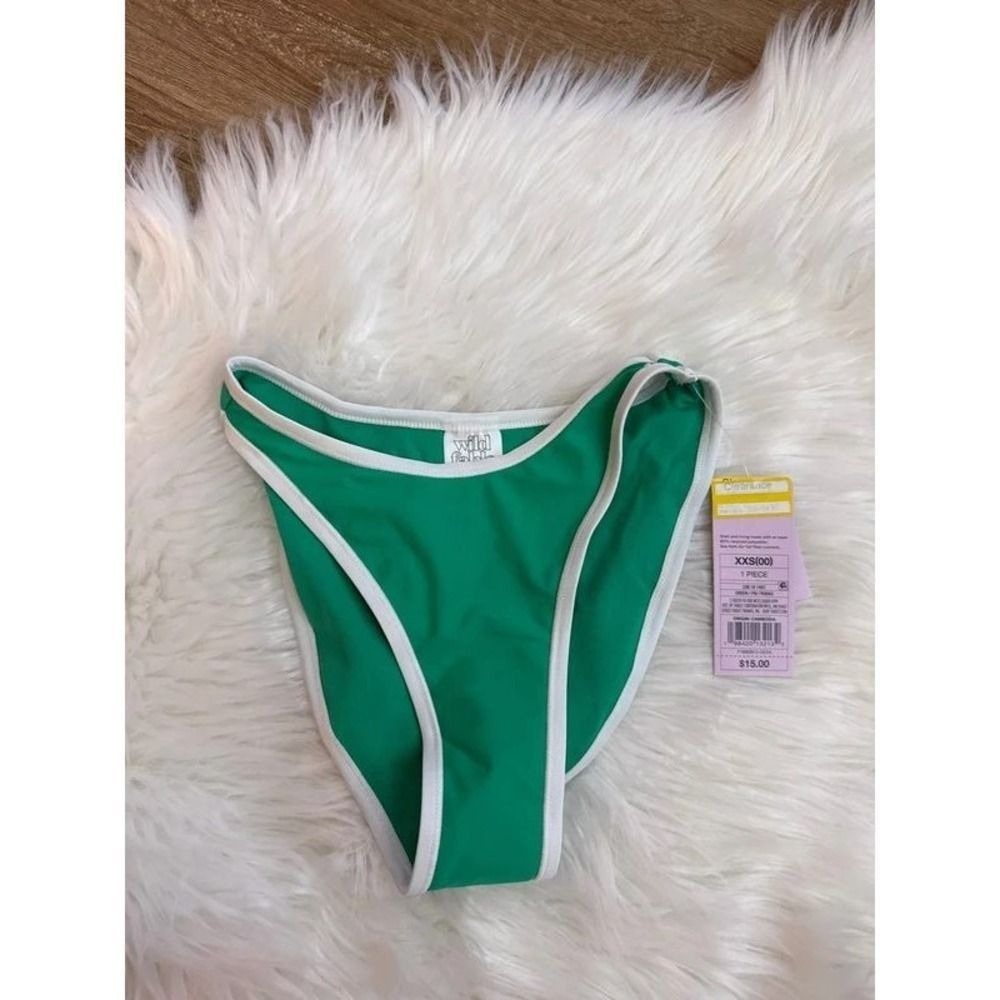 Wild Fable Womens Green High Leg Bikini Bottoms NEW‎ XXS